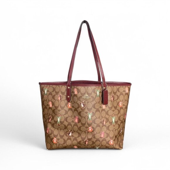 Coach Reversible City Tote In Signature Canvas with Party Animal Print #F80246 - Picture 1 of 8